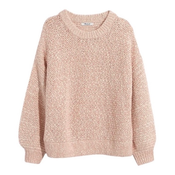 NEW MADEWELL PINK MARLED KNIT PULLOVER SWEATER - Picture 8 of 9